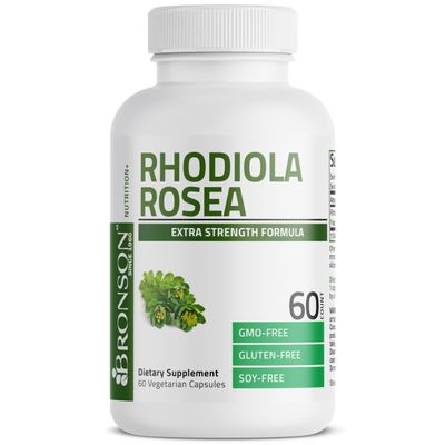 Bronson Rhodiola Rosea Vegetarian Capsules - Adaptogenic Herb - Brain, Stress &amp; Mood Support - Non-GMO, 60 Count