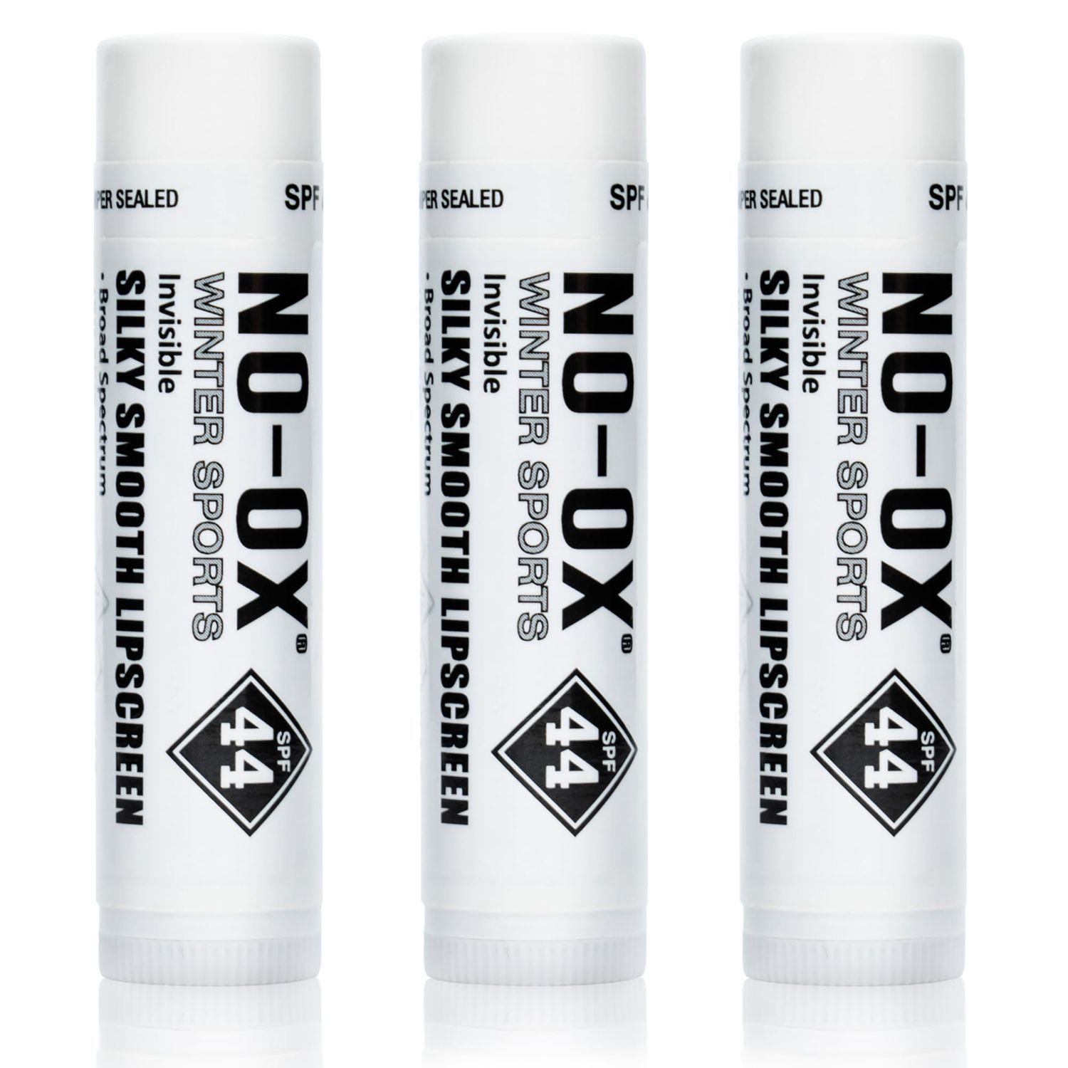 NO-OX Sunscreen Lip Balm | SPF 44 | Vegan, Untinted, Vanilla Flavor | Vitamin E | Broad Spectrum Sunscreen for Lips | 3 Pack