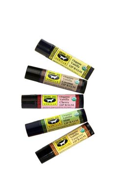 Singing Dog Vanilla USDA Organic Beeswax Lip Balm (5-flavor Variety) Vitamin E- Grade A (Vanilla, Vanilla Cherry, Vanilla Coconut, Vanilla Mint, Vanilla Tangerine) Hydrate, Repair .15oz each