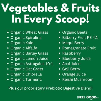 The Feel Good Super Greens Powder - Organic Green Juice, Wheat Grass No Added Sugar, Spirulina, Chlorella, Probiotics, Digestive Enzyme, Antioxidant Rich, Immunity Boost Green Superfood, 35 SVG, Daily