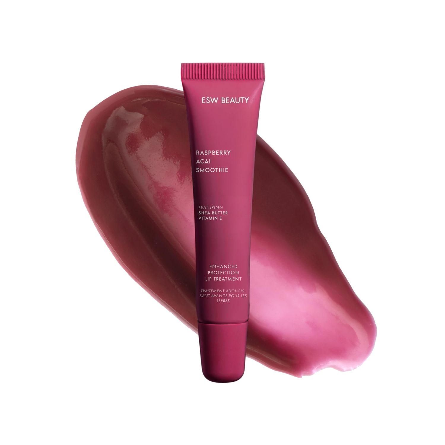 ESW Beauty Raspberry Acai Smoothie Lip Treatment - Rich Berry Tint with Shea Butter, Vitamin E, Raspberry &amp; Acai for Deep Nourishment &amp; Enhanced Protection