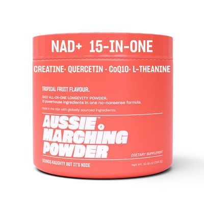 Aussie Marching Powder - NMN Supplement Alternative, Nicotinomide Riboside (NR) for NAD - CoQ10, L-Theanine, Creatine,15 Unique Ingredients| Energy &amp; Brain Focus|Tropical Fruit Flavor | 30-Day Supply