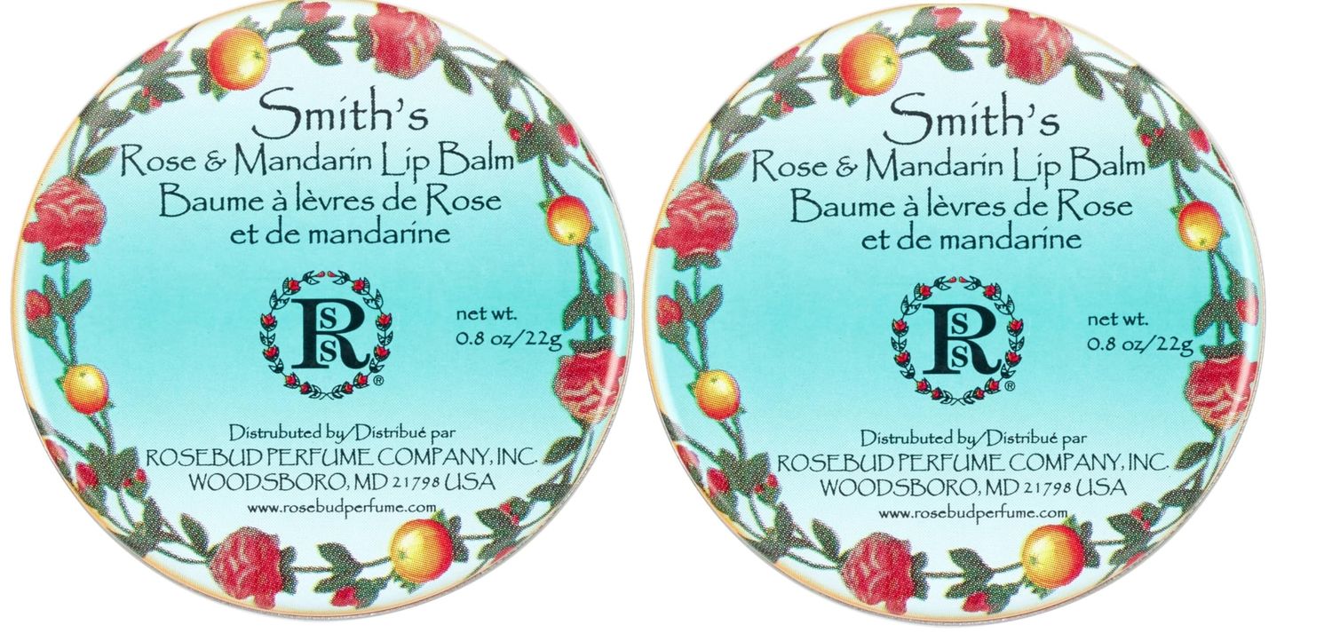 Rosebud Smith&#39;s Lip Balm | Rose and Mandarin | 0.8 Ounce Tin TWO PACK