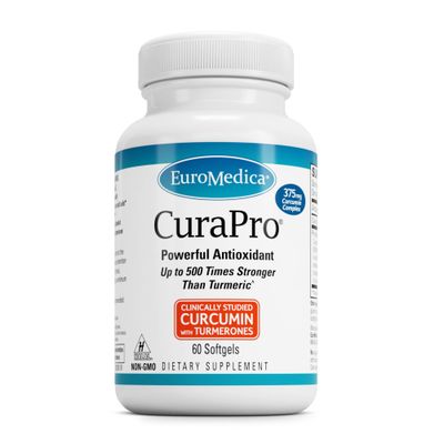 Euromedica CuraPro - Antioxidant Supplement for Brain &amp; Immune Health Support - Dietary Supplement with Curcumin &amp; Turmeric Essential Oil - Herbal Liver Support - 60 Softgels