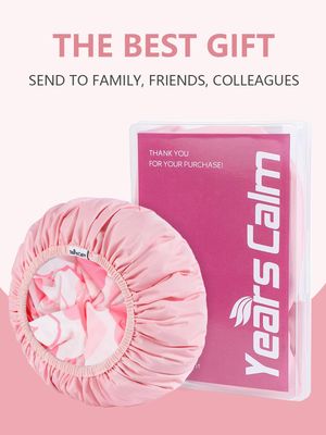 Years Calm Shower Caps For Women Reusable WaterproofPattern And Solid Color Dual-Layer Design For Dual-Layer UsableProtects Hair In Shower, Spa, Cooking, Clean &amp; Travel (Pink, One Size)
