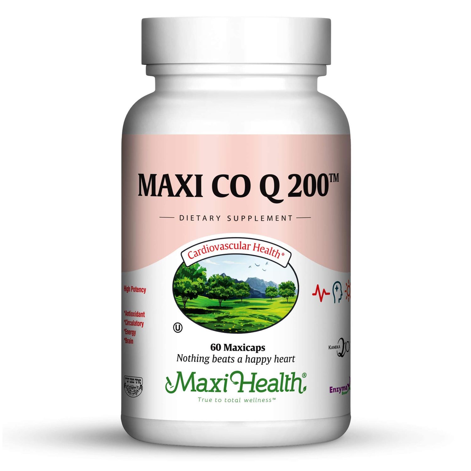 Maxi Health CO Q10 200mg - Coenzyme Q10 Supplement - Heart Health - 60 Capsules - Kosher