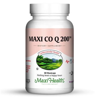 Maxi Health CO Q10 200mg - Coenzyme Q10 Supplement - Heart Health - 60 Capsules - Kosher