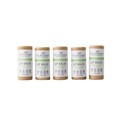 J&amp;L Naturals Sustainable Lip Balm | Organic Ingredients, 100 Natural, Eco-Friendly | Cruelty Free, Vegan, Paraben Free, Silicone Free (Lemongrass &amp; Clove, 5-Piece Bundle)