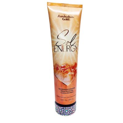 Australian Gold Sol Energy Tanning Lotion 10 oz - 18th Dimension Natural Bronzer DermaDark, Vitamin C &amp; D, Bio-Active Minerals, Matte Finish, Skin Immunity Boost, Papaya Fragrance, Paraben-Free