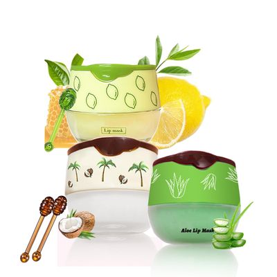3 PCS Bee Lip Balm Honey Pot,Coconut Aloe Vera Lemon Bee Lip Balm Sleeping Lip Mask Overnight with Sticks,Hydrating Honey Pot Lip Balm Prevention Dry and Cracked Lip Scrubs Exfoliator (E287)