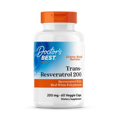 Doctors Best Trans-Resveratrol 200, Resveratrol with Red Wine Polyphenol (ResVinol), Non-GMO, Gluten Free, Soy Free, Vegan 60 Veggie Caps