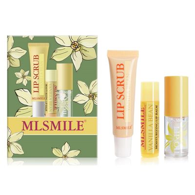 Lip Care Combo 3 pcs Set, Natural Kissers Scrub, Balm Moisturizing Oil, Vitamin E Moisturizing Treatment Overnight Treatment for Dry Chapped Lips, Nourishing Skincare Gift (01, VANILLA BEAN)
