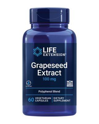 Life Extension Grapeseed Extract, Vitamin C, Calcium, resveratrol, polyphenols, Cardiovascular Health, antioxidant Protection, Gluten-Free, Non-GMO, Vegetarian, 60 Capsules