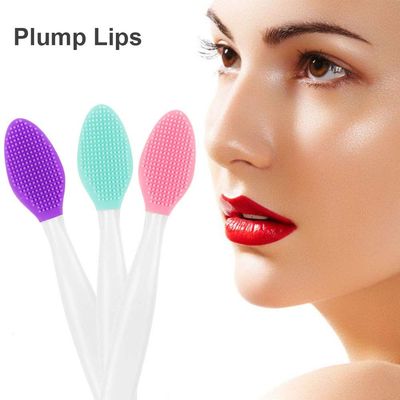 3PCS Silicone Exfoliating Lip Brush 2 in 1 Double-Sided Soft &amp; 2PCS Facial Cleaning Brushes Pad for Smoother and Fuller Lip Appearance Cleanning Blackhead