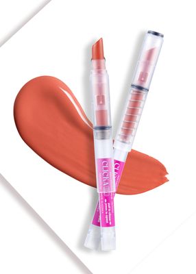 CLICKA One-Touch Retractable Tinted Lip Balm, Moisturizing Lip Gloss with Menthol (Berry Coral) Korean Lip Care
