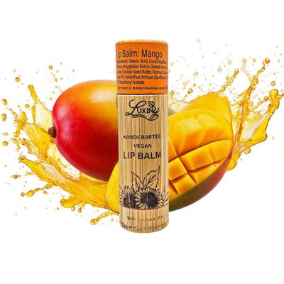 Luxiny Lip Balm in a Bambo Tube, Vegan Natural Moisturizing, with Sunflower Wax and Vitamin E (Mango)