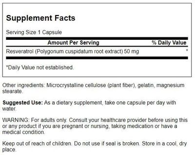Swanson Resveratrol 50 50 Milligrams 30 Capsules