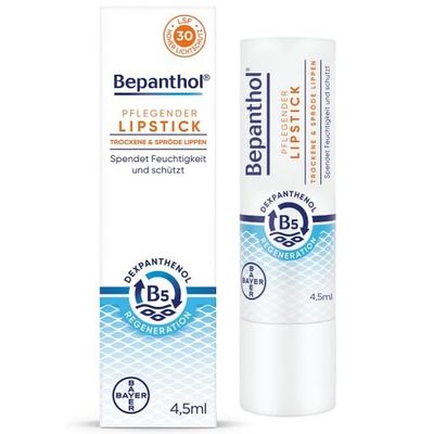 Bepanthol Lipstick With Dexpanthenol,SPF 30 and Vitamin E .Moisturizing Care Stick for Dry, Cracked and Brittle lips, 4.5 g /0.15 Oz