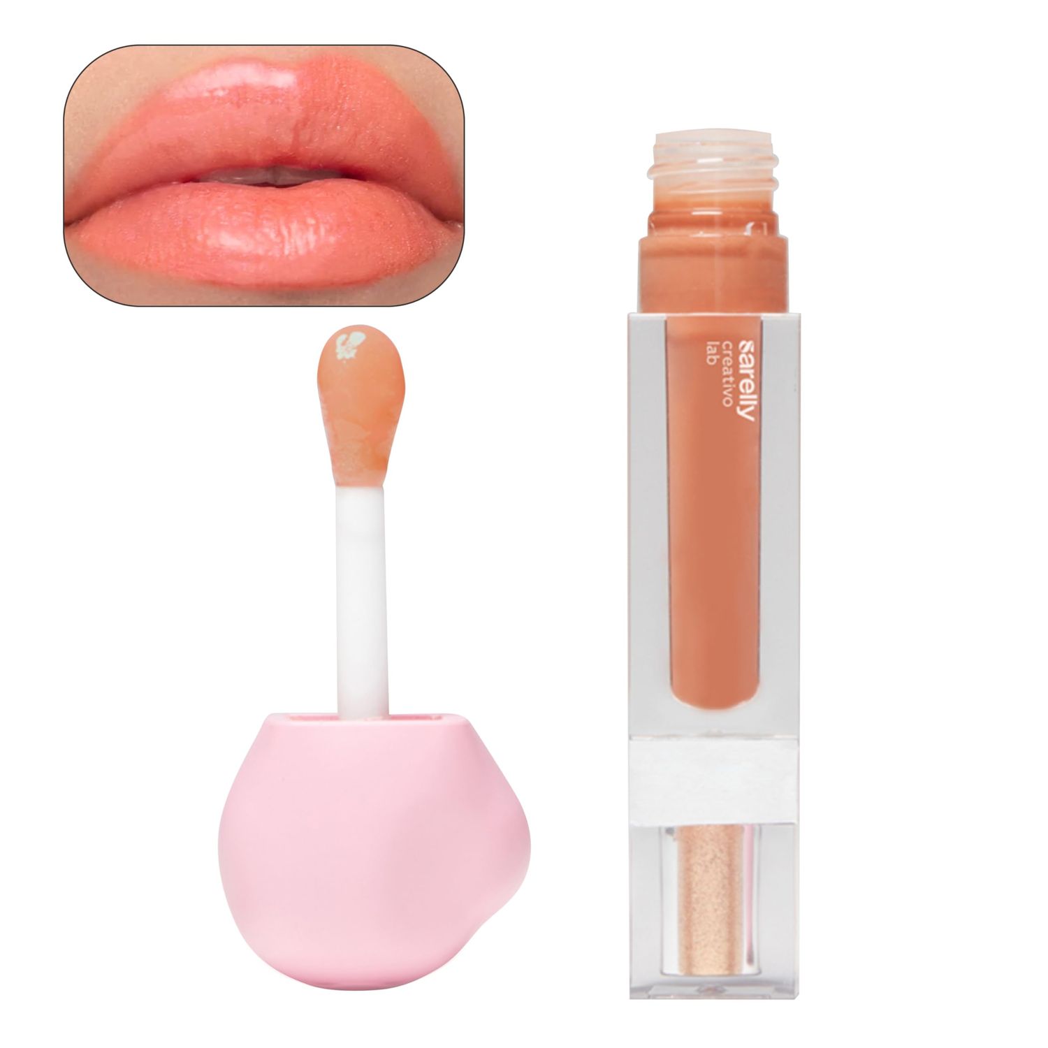 SARELLY CREATIVO LAB | Makeup Set Clear Lip Gloss Shimmer and Shine | Beauty Vegan Skincare Make Up - Trending Lip Makeup | Peony Carajillo &amp; Rose Quartz flakes