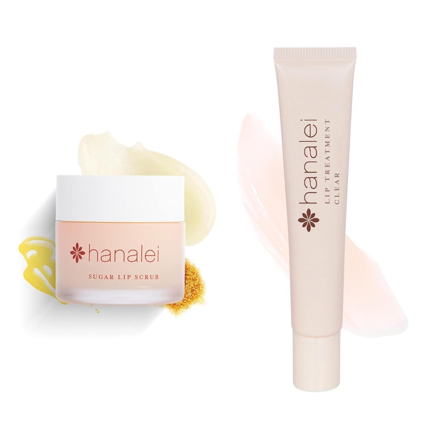 Hanalei Lip Care Products Set Duo - Sugar Lip Scrub &amp; Kukui Oil Lip Treatment for Dry, Cracked, Chapped Lips - Exfoliate, Hydrate &amp; Moisturize for Soft, Smooth Lips - Natural and Cruelty-free