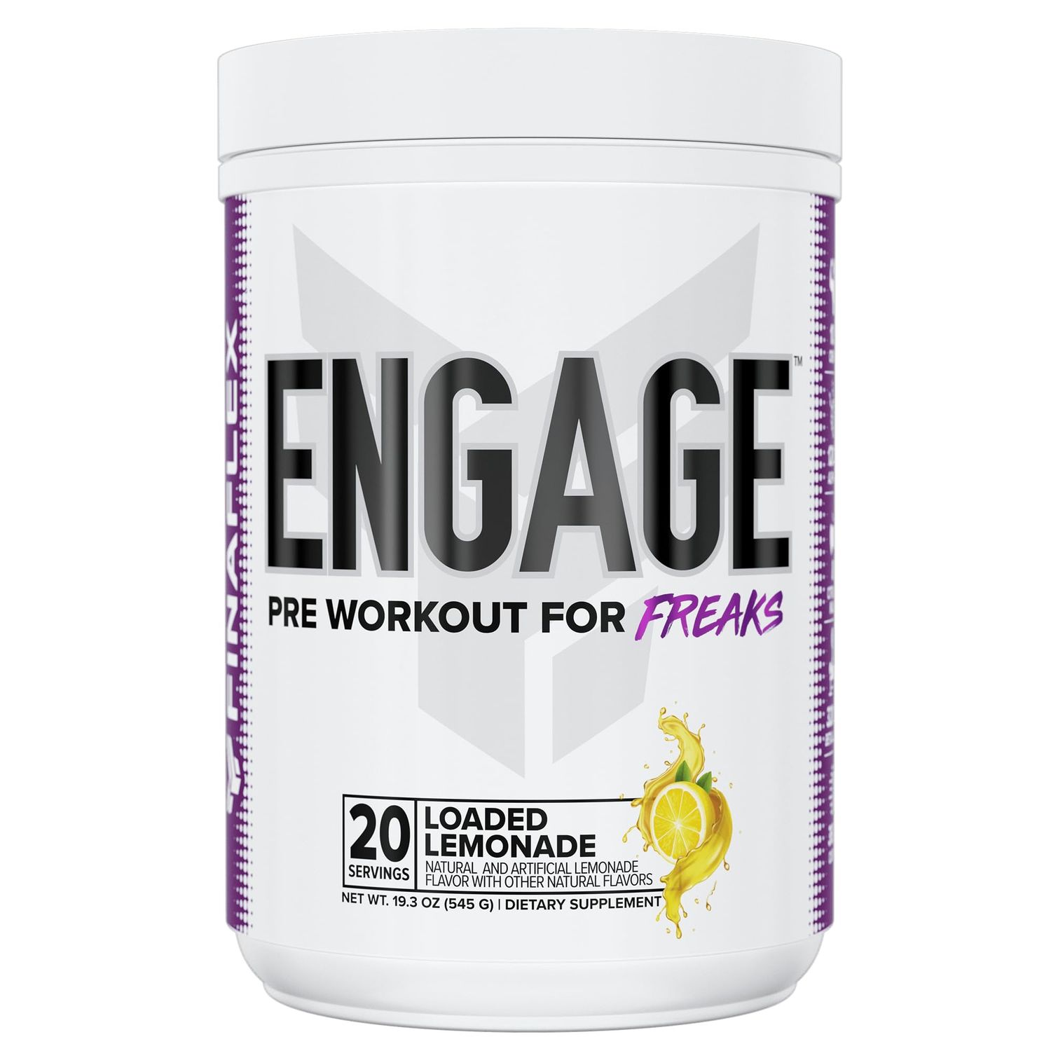 FINAFLEX Engage Pre Workout, Loaded Lemon - Train Harder, Longer &amp; Stronger - Includes Creatine, Beta-Alanine, Alpha GPC, Citrulline &amp; Caffeine - 20 Servings