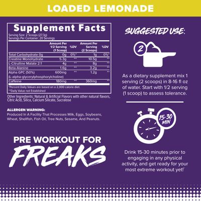 FINAFLEX Engage Pre Workout, Loaded Lemon - Train Harder, Longer &amp; Stronger - Includes Creatine, Beta-Alanine, Alpha GPC, Citrulline &amp; Caffeine - 20 Servings