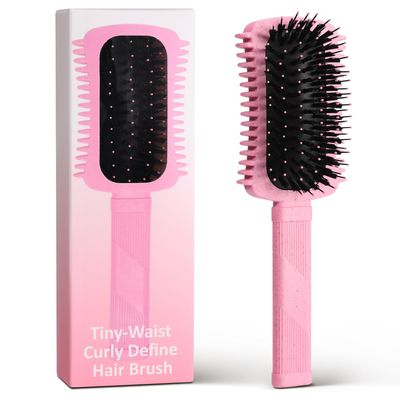 Curl Defining Brush Pink, Volume Curly Hair Brush for Detangling Shaping and Styling Women&#39;s Curls, Reduce Pulling