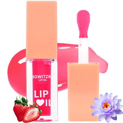 Bowitzki Lip Oil Lip Glow Gloss Hydrating Transparent Tinted Nourishing Long Lasting Lip Balm Care Moisturizing Repairing Lightening Lip Lines Blue lotus Tocopherol Squalane (Berry)