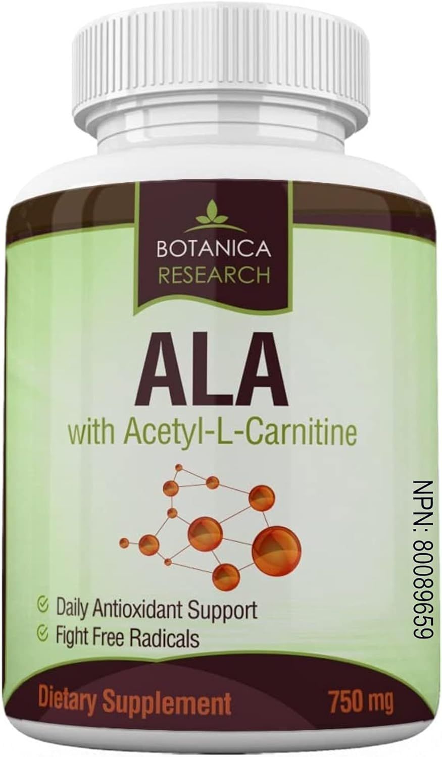 Alpha Lipoic Acid with Acetyl L Carnitine - ALA ALC Anti Aging Health &amp; Wellness Formula to Support Nerve Health, Tingling Feet, Hands, Limbs 60 Vitamin Complex Capsules