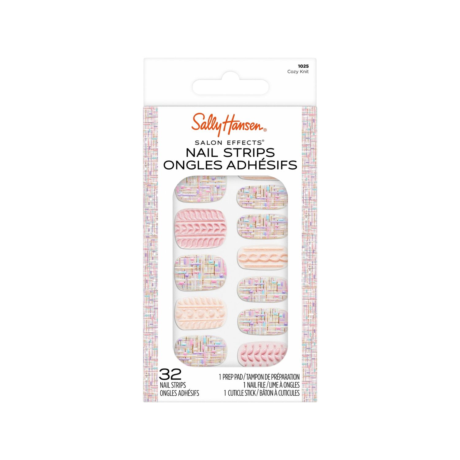 Sally Hansen Salon Effects, Cozy Knit, Nail Strips, No UV Light Needed, No Dry Time, Long-Lasting, Non-Damaging, No Chipping
