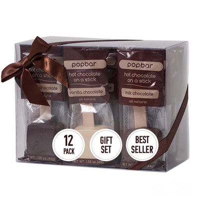 Popbar - Hot Chocolate Sticks - 12 Pack Variety Gift Pack Set Kit- 4 Dark, 4 Milk &amp; 4 Vanilla White. Ideal for Holidays, Birthdays, Thanksgiving, Christmas, Hanukkah, Cocoa Bomb Lovers