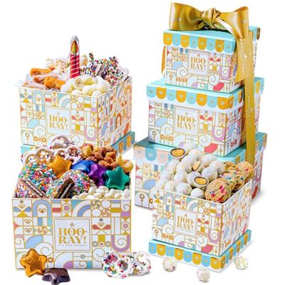 Gift Basket, Gift Tower, Candy Gift Box, Assortment Tray- Men, Women, Children Kids &amp; Families- Bonnie and Pop (Birthday)