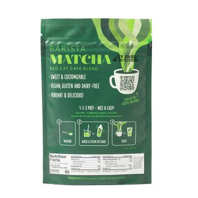 Two Leaves and a Bud Barista Matcha Sweetened Latte Blend (8 Servings), Japanese Matcha Green Tea Powder, 1 Resealable Bag, 120g (4.23oz)