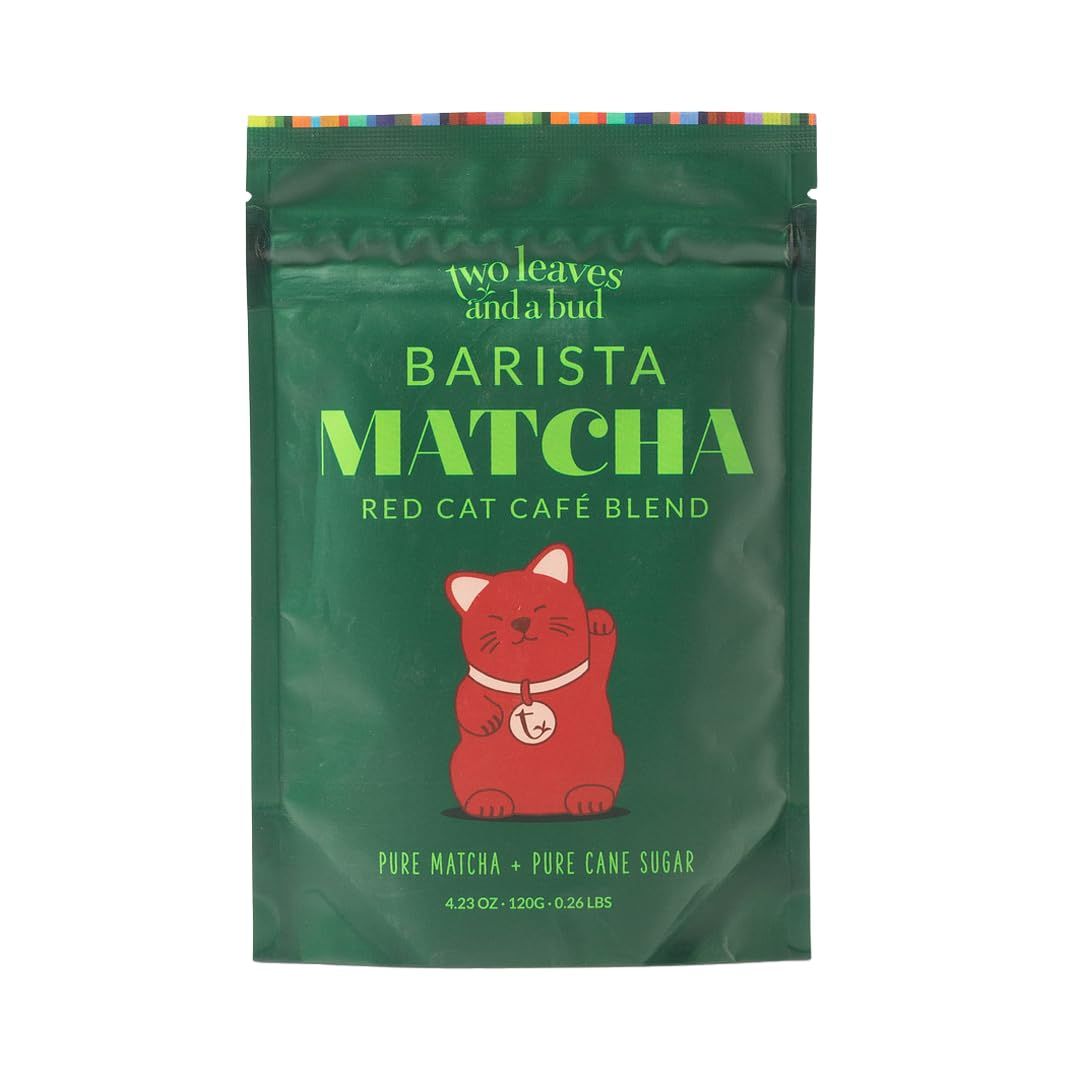 Two Leaves and a Bud Barista Matcha Sweetened Latte Blend (8 Servings), Japanese Matcha Green Tea Powder, 1 Resealable Bag, 120g (4.23oz)