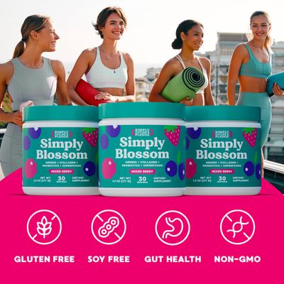 Simply Blossom Nutrition - Daily Greens & Superfood Powder Collagen Probiotics for Women's Digestive Health & Bloating Relief. Help Your Health Bloom - 3 Month Supply