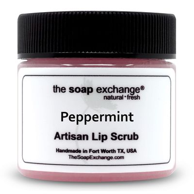 The Soap Exchange Lip Scrub - Peppermint Flavor - Hand Crafted 1.5 oz / 42.5 g Natural Lip Care, Artisan Lip Treatment, Exfoliate, Hydrate, &amp; Protect. Made in the USA.