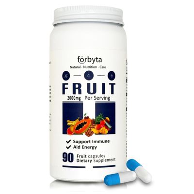 Forbyta Fruits Supplement - Whole Food-Based Fruit Blend Capsules - Natural Antioxidant Support - Rich in Essential Vitamins - Non-GMO, Gluten-Free - 90 Capsules