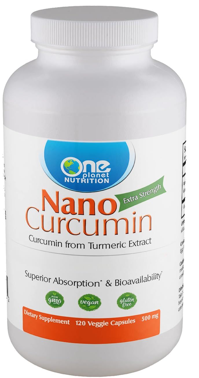 One Planet Nutrition Nano Curcumin 500 mg Veggie Capsules (120 Servings), Nano for High Absorption, Supports Immune Health, Non-GMO, Vegan, Gluten-Free