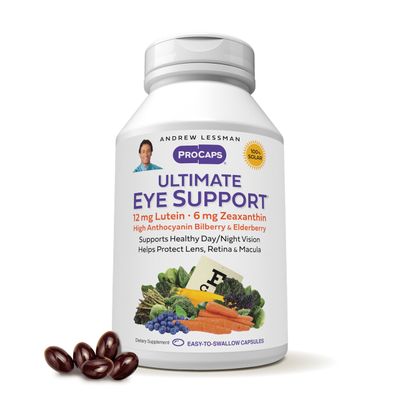 ANDREW LESSMAN Ultimate Eye Support 30 Softgels - 12mg Lutein, 6mg Zeaxanthin, Bilberry, Key Nutrients to Support Eye Health and Promote Healthy Vision. No Additives. Easy to Swallow Softgels