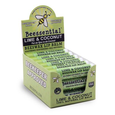 Beessential Natural Bulk Lip Balm, Coconut Lime, 18 Pack | For Men, Women, and Children. Great for Gifts, Showers, &amp; More