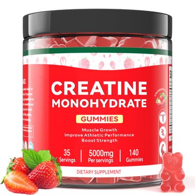 Mosslly Creatine Monohydrate Gummies for Men &amp; Women, 140 Gummies, Strength and Endurance Enhancing Creatine Gummies, Gluten Free, Sugar Free, Strawberry Flavor