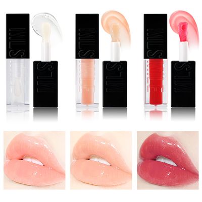 MLSMILE 3PCS Hydrating Lip Glow Oil, Moisturizing Lip Oil Gloss,Plumping Lip Gloss,Natural Lip Plumper,No-Sticky Lip Gloss Lip Balm Lip Care for Women,girls 0.33fl oz