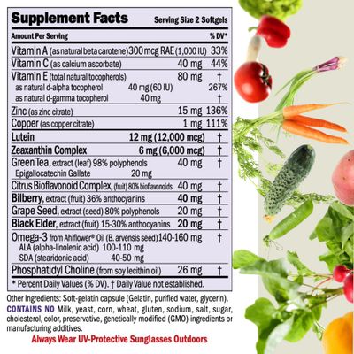 ANDREW LESSMAN Ultimate Eye Support 30 Softgels - 12mg Lutein, 6mg Zeaxanthin, Bilberry, Key Nutrients to Support Eye Health and Promote Healthy Vision. No Additives. Easy to Swallow Softgels