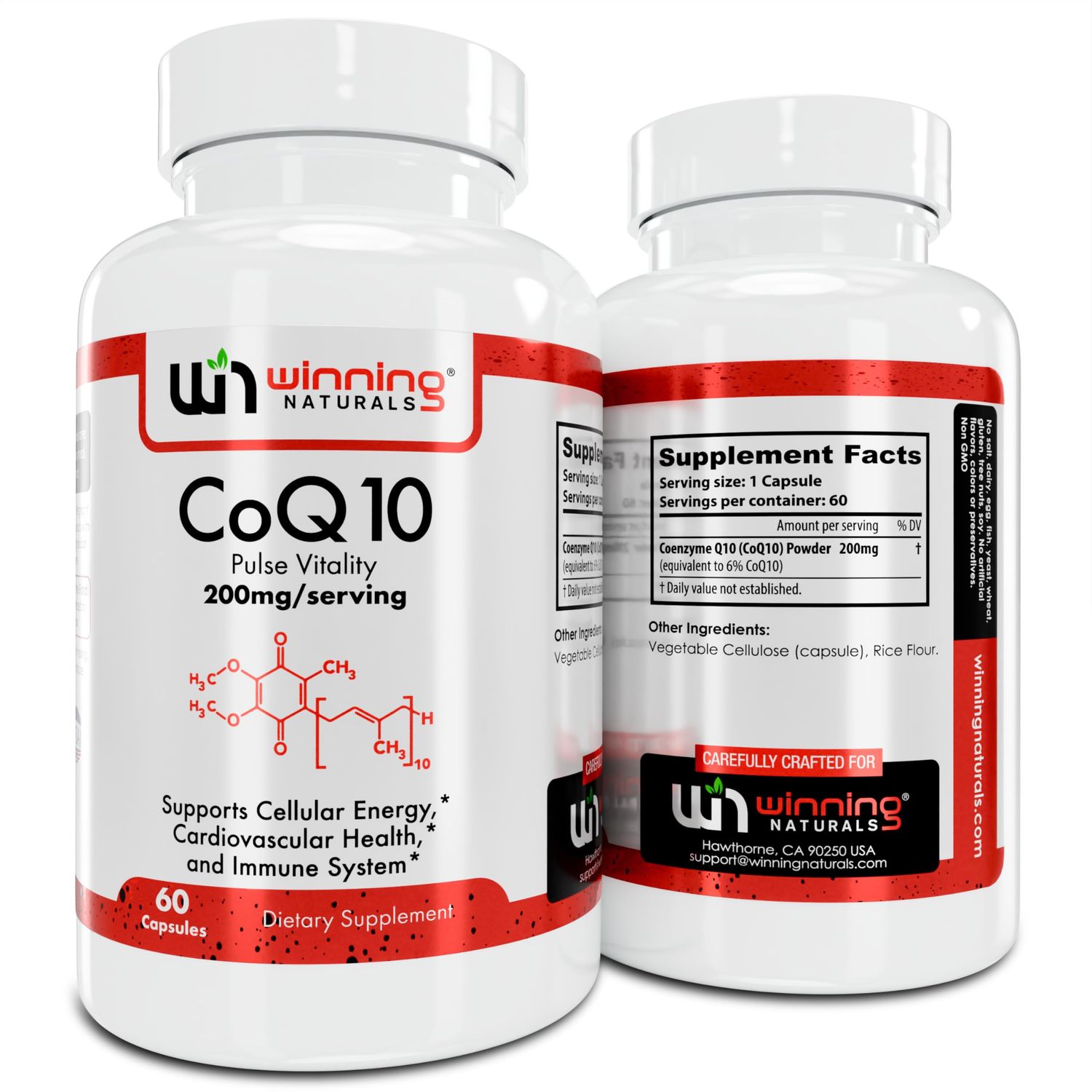 WINNING NATURALS CoQ10 200mg Capsules, 60 Count, Antioxidant Supplement for Heart Health, Energy Production, and Cellular Protection (60)