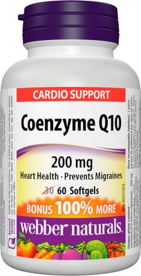 Webber Naturals Coenzyme Q10 (CoQ10) 200 mg, 60 Softgels, High Potency Antioxidant Supplement, for Heart Health and Cellular Energy Production, 60 Day Supply, Gluten Free