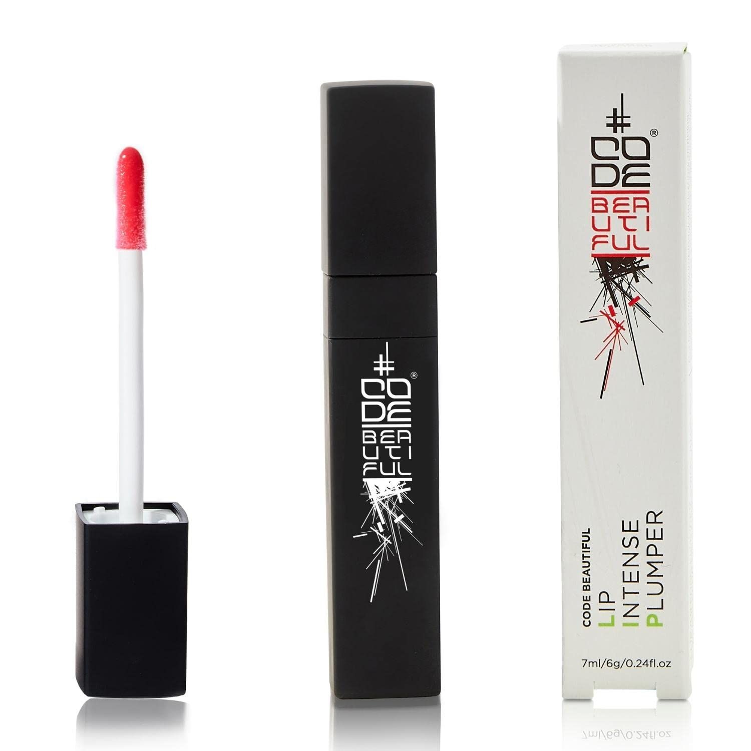 CODE Beautiful Lip Plumping Treatment Gloss for Fuller Plumper Lips | Long Lasting | Hyaluronic Acid Infused | Vegan &amp; Cruelty Free | Lip Intense Plumper 7ml