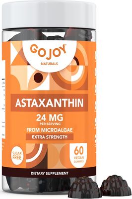 GOJOY NATURALS Chewable Astaxanthin Gummies - Natural Astaxanthin 24mg Antioxidant Supplement - Vegan, Non-GMO, Sugar-Free, Gluten-Free, Soy-Fee, 3rd Party Lab Tested - 2 Month Supply (60 Gummies)