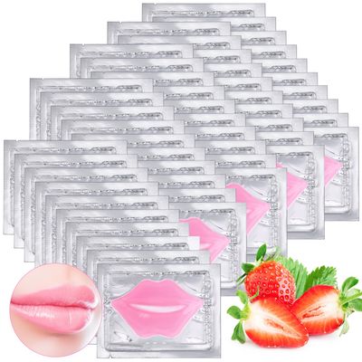 Extrapins 50PCS Collagen Crystal Lip Masks,Lip Mask Sheet,Anti-Aging &amp; Anti-Wrinkle,Lip Gel Patches Pads for Dry Lip,Remove Dead Skin,Plump Your Lips(Pink)