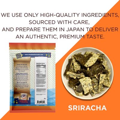 Japanese Tempura Seaweed Chips - Sriracha Flavor | 5.29oz | Made in Japan by Swashbuckle Snacks