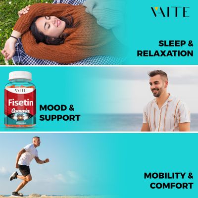 Fisetin Supplements 500mg - Gummy Supplement, Powerful Antioxidant Blend for Cellular Health Support - Vegan &amp; Non-GMO Formula with Flavonoids &amp; Plant Extracts, Boost Cognitive Function, 60 Gummies
